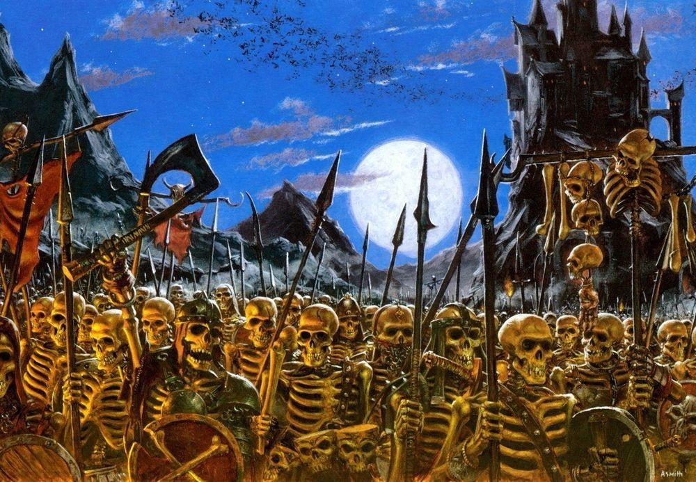 art of a skeleton army for Warhammer
